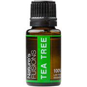 Nature's Fusions Tea Tree bottle pour, showcasing aromatherapy and topical versatility