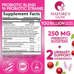 Nature's Glow Probiotics for Women cap opening and capsule details for easy daily use.