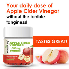 Nature's Key ACV gummies being poured into a glass suggests easy daily digestion support