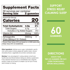 Nature's Key Ashwagandha Gummies dosage panel shows two gummies per day.