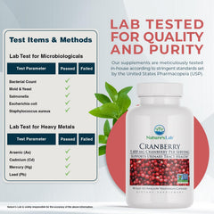 Nature's Lab Cranberry 5400mg label detail reveals 90 capsules per pack.