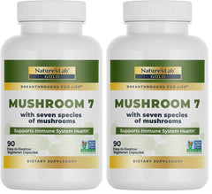 Nature's Lab Mushroom 7 Organic Blend bottle for daily immune support.