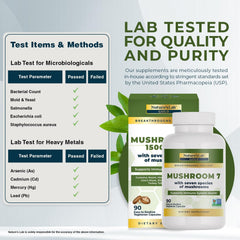 Nature's Lab Mushroom 7 Organic Blend dosing spoon shows simple daily serving.