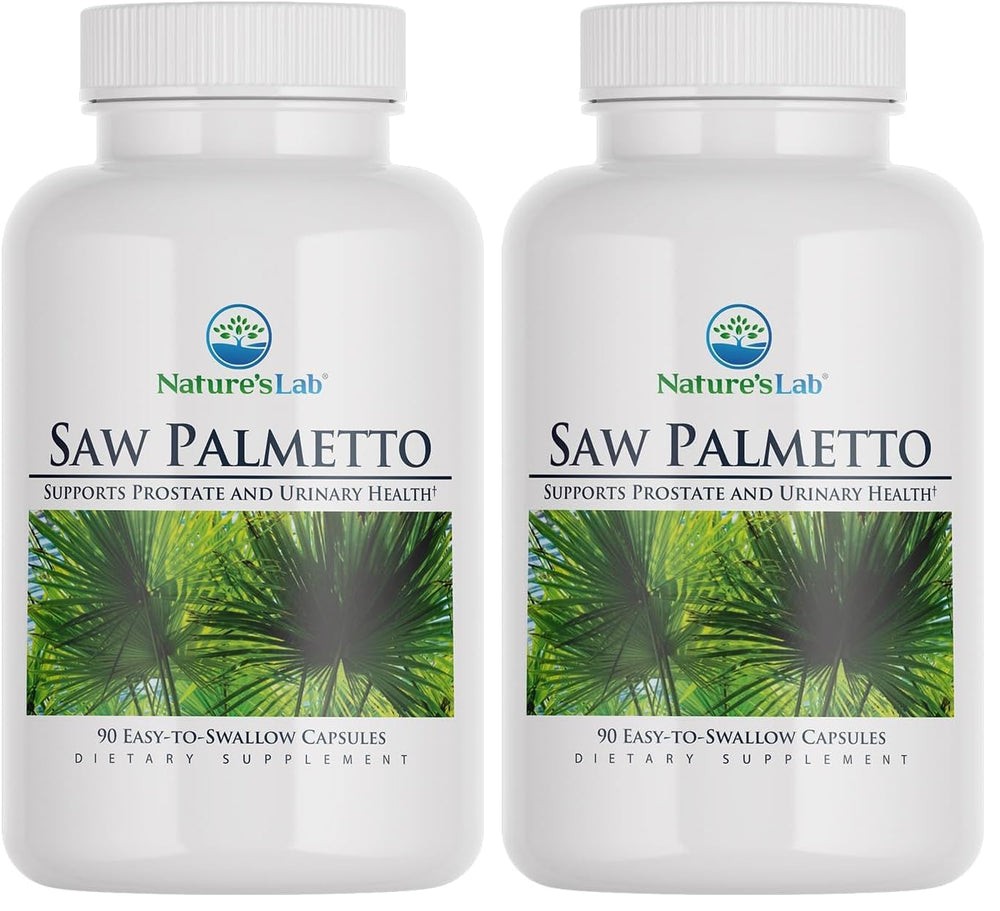 Nature's Lab Saw Palmetto 450mg bottle front, potentially supporting urinary flow.