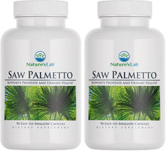 Nature's Lab Saw Palmetto 450mg bottle front, potentially supporting urinary flow.