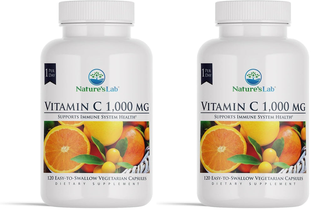 Nature's Lab Vitamin C 1000mg bottle front shows packaging for immune support