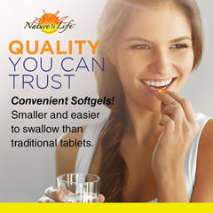 Softgel capsules of Nature's Life Beta Carotene are easy to swallow.