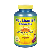 Nature's Life DGL licorice chewables bottle front — sugar-free and vegetarian.