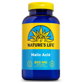 Nature's Life Malic Acid 800 mg bottle front with label close view, highlighting product identity.