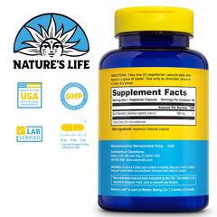 Nature's Life Saw Palmetto for Men 580mg capsules close-up for easy swallowing.