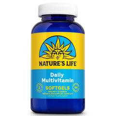 Nature's Life softgel multivitamin bottle for daily nutrition support.