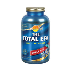 Nature's Life Total EFA Fish Oil softgels, easy daily dose.