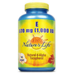 Nature's Life Vitamin E 1000 IU bottle for daily antioxidant support.