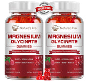 Nature's Live Magnesium Glycinate Gummies Raspberry bottle promotes calming mood support.