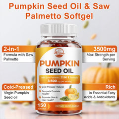 Nature's Live pumpkin seed oil softgels being poured for easy daily use.