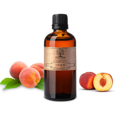 Nature's Note Peach oil bottle in amber glass preserves aroma for diffusers.