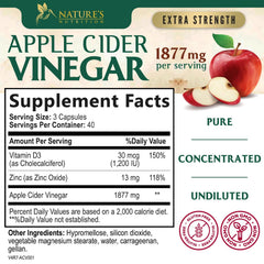 Nature's Nutrition ACV capsules pack closeup highlighting the 1877 mg strength