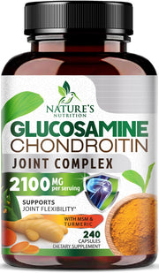 Nature's Nutrition glucosamine chondroitin MSM bottle front view for joint support