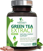 Nature's Nutrition Green Tea Extract Capsules 1000 mg bottle front showing energy-boosting formula
