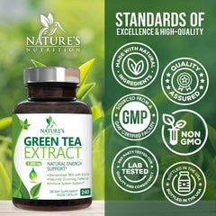 Nature's Nutrition bottle pour of green tea extract capsules 1000 mg