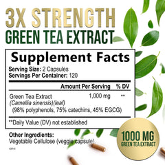 Nature's Nutrition Green Tea Extract Capsules 1000 mg bottle side view