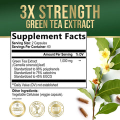 Nature's Nutrition 1000mg green tea capsules ready for daily antioxidant support.