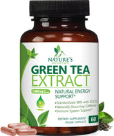 Nature's Nutrition Green Tea Extract capsules on the bottle for daily energy