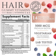 Nature's Nutrition Hair Vitamins Gummies on desk highlights sugar-free formula for daily use