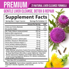 Nature's Nutrition Liver Cleanse ingredients panel highlights silymarin and artichoke.