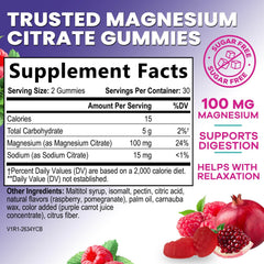 Nature's Nutrition Magnesium Citrate Gummies label highlights vegan purity