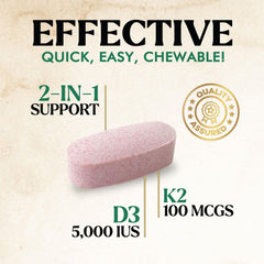 Nature's Nutrition MK-7 K2 with D3 supplement close-up bottle label.