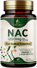 Nature's Nutrition NAC 1200 mg bottle front for daily wellness support.
