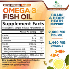 Nature's Nutrition Omega-3 burpless softgels with lemon flavor for easy swallowing.