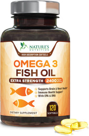 Nature's Nutrition Omega-3 2400 mg bottle shown for daily heart support
