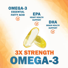 Nature's Nutrition Omega-3 2400 mg label close-up highlighting purity