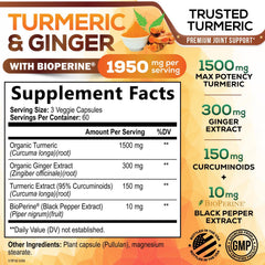 Nature's Nutrition organic turmeric ginger capsules bottle captures fresh roots and herbal blend