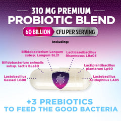 Nature's Nutrition Probiotics label showcases 10 strains for a diverse blend