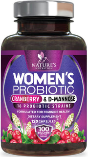 Nature's Nutrition Probiotics for Women 60B CFU bottle on shelf supports daily gut balance