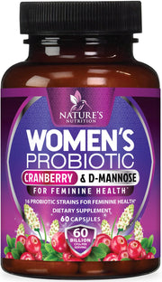 Nature's Nutrition Probiotics for Women bottle with 60B CFU supports daily balance