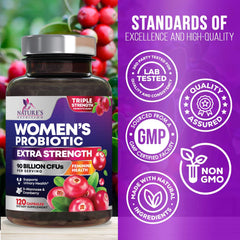 Nature's Nutrition Probiotics for Women cranberry and D-Mannose ingredients image