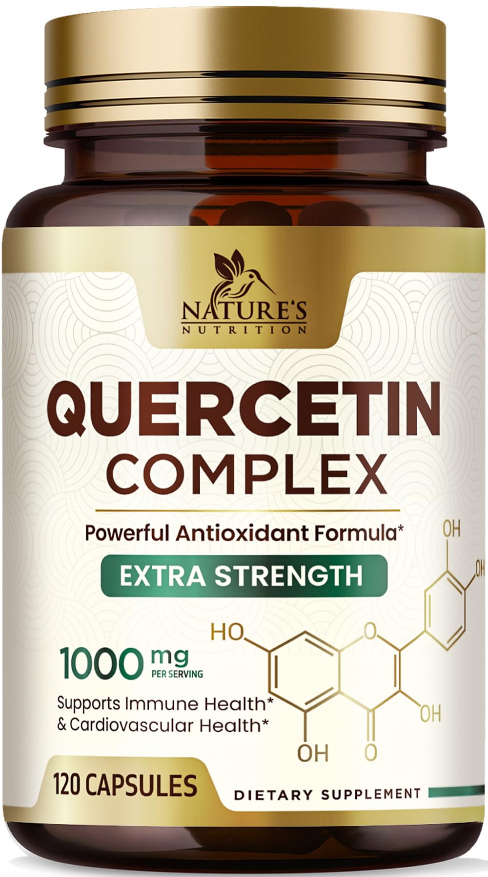Nature's Nutrition Quercetin bottle pour supports daily immune and respiratory wellness