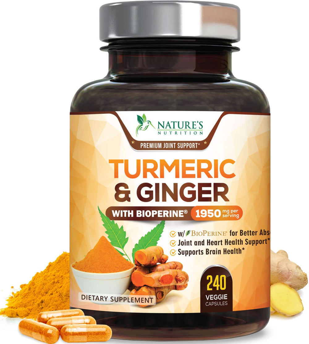 Nature's Nutrition Turmeric Curcumin bottle shows high potency for joint support.