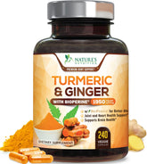 Nature's Nutrition Turmeric Curcumin bottle shows high potency for joint support.