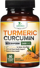 Nature's Nutrition Turmeric Curcumin bottle front for daily wellness support.