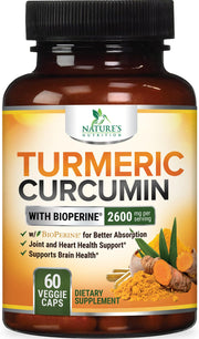 Nature's Nutrition Turmeric Curcumin bottle front for daily wellness support.