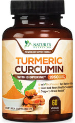 Nature's Nutrition turmeric curcumin bottle for daily vegan wellness
