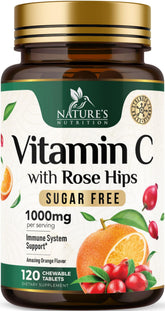 Nature's Nutrition Vitamin C Chewable 1000mg tablets offering high-potency daily immunity support