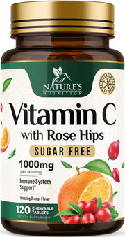 Nature's Nutrition Vitamin C Chewable 1000mg tablets offering high-potency daily immunity support