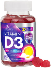 Nature's Nutrition Vitamin D3 Gummies bottle with berry flavor for daily immune support.