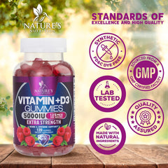 Colorful D3 gummies from Nature's Nutrition support daily bone health.